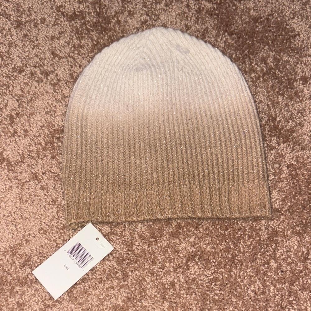 Gradient Sparkly Beige Knit Beanie